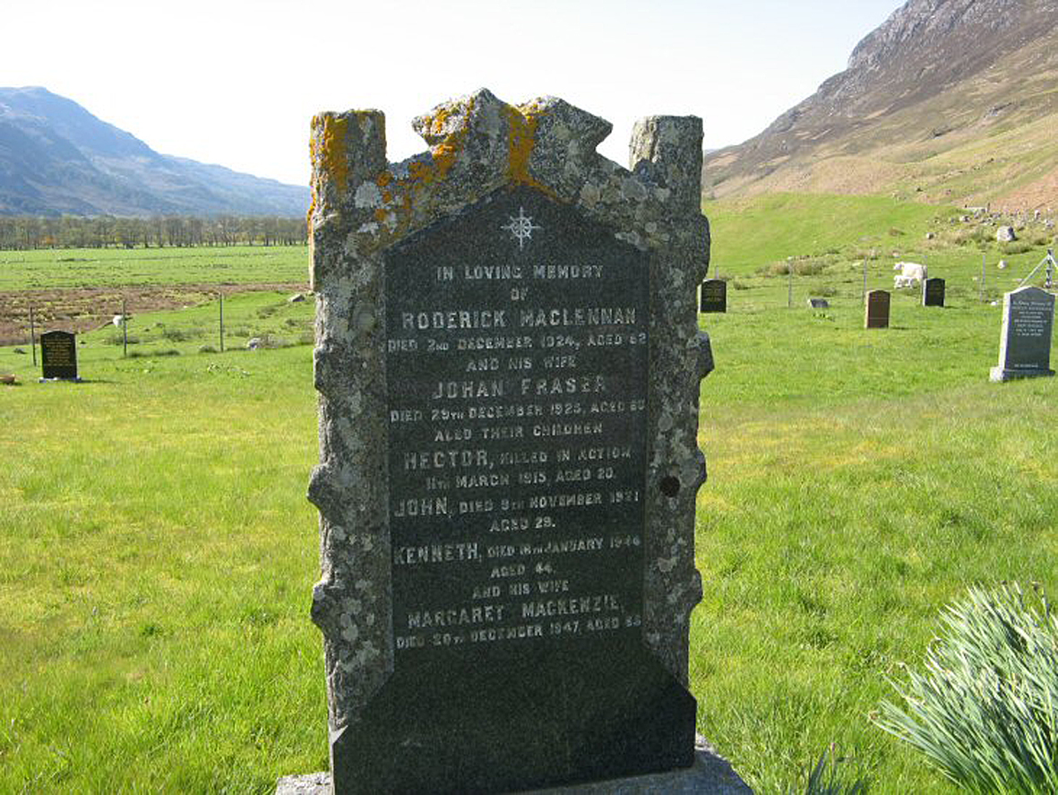 Photo of headstones/Roderick MacLennan died 1924 MI Kinlochewe New